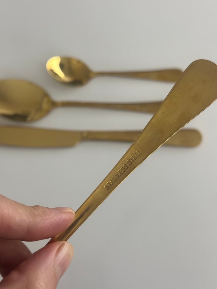 Parlak Altın Renkli Çatal Kaşık Bıçak Seti - Görsel 2