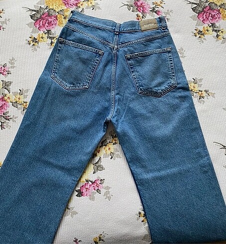 38 Beden mavi Renk Yüksek Bel Straight Jean