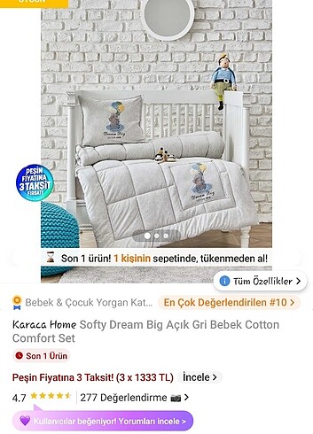 Beden Karaca home bebek yorgan seti