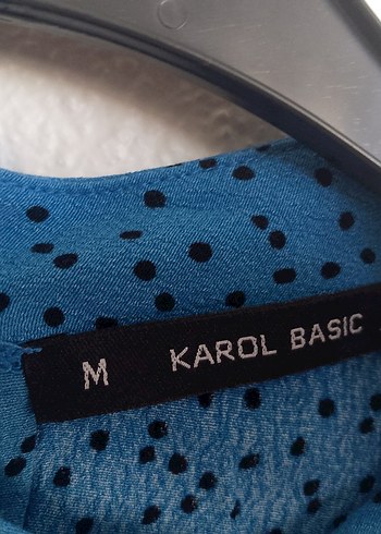 Diğer Uzun Kollu Mavi Puantiyeli Kadın Bluz