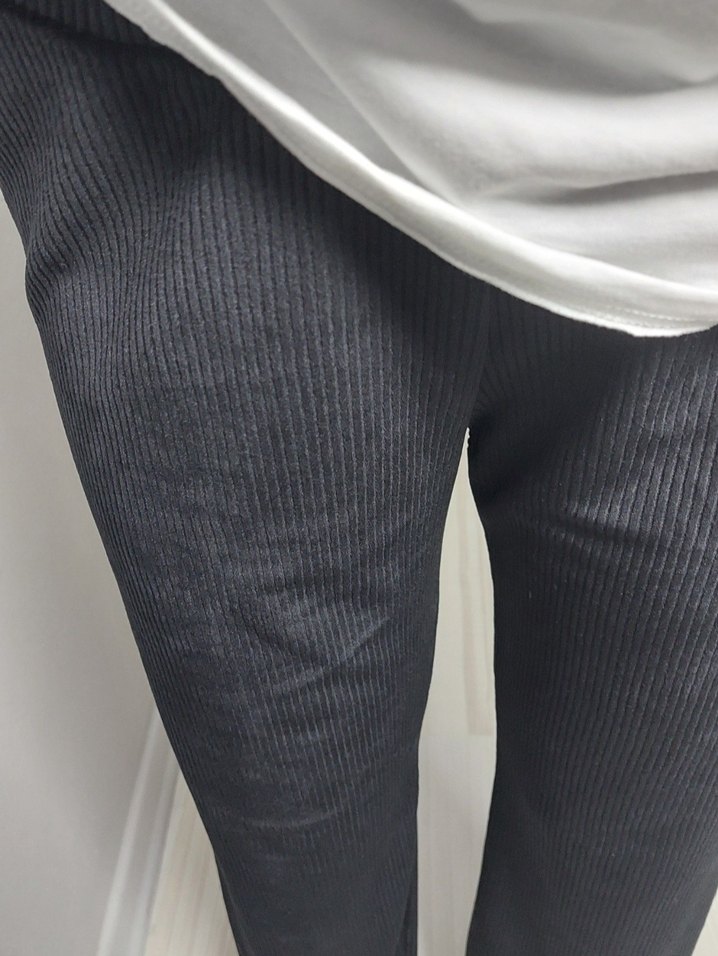 Siyah Kadife Kumaş Kadın Pantolon - Görsel 3