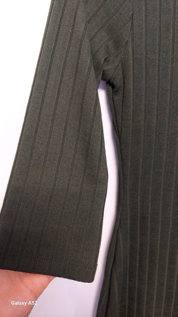 Kadın Haki Triko Uzun Kollu Elbise - Görsel 2