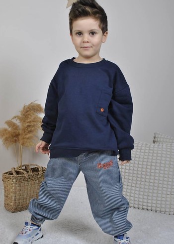 Erkek Çocuk Geniş Kesim Denim Eşofman takım