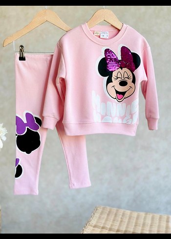 Pembe Minnie Mouse Baskılı Bebek Takımı