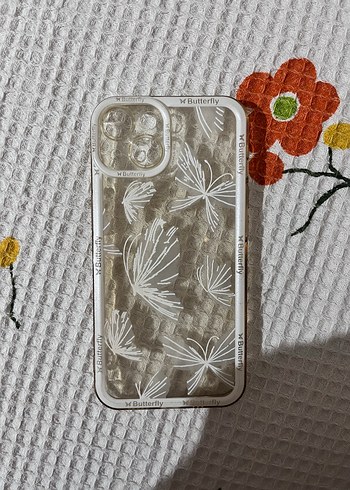 Şeffaf Beyaz Kelebek Desenli Bohem Telefon Kılıfı iphone 13