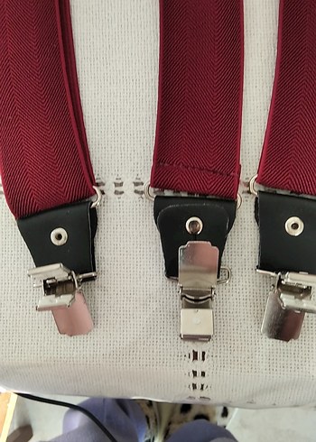 Bordo erkek Pantolon Askısı ve Papyon Seti - Görsel 3