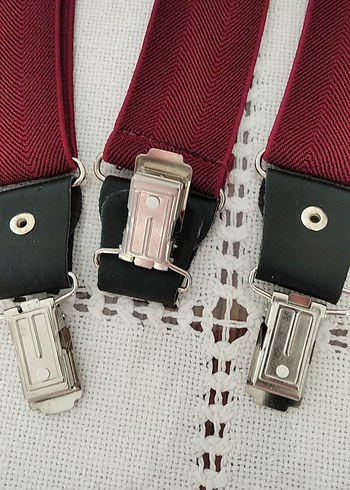 Bordo erkek Pantolon Askısı ve Papyon Seti - Görsel 6