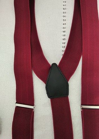 Bordo erkek Pantolon Askısı ve Papyon Seti - Görsel 2