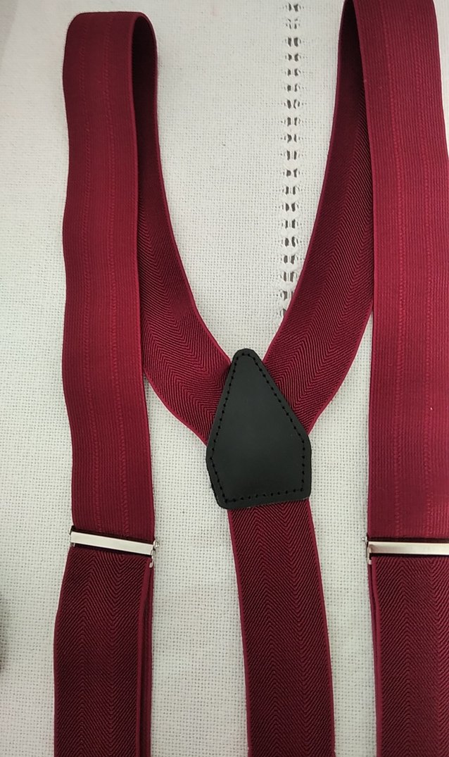 Bordo erkek Pantolon Askısı ve Papyon Seti - Görsel 2