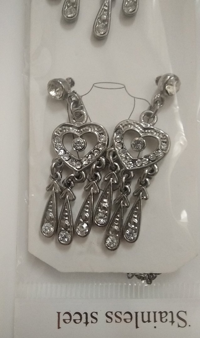 Gri Zincirli Bohem Kalp Kolye ve Küpe Seti - Görsel 2