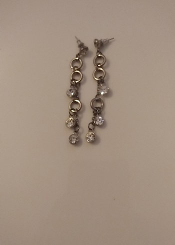 Zincir Detaylı Uzun Gri Küpe - Görsel 2