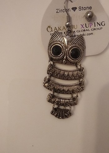 Bohem Gri Uzun siyah Boncuklu Baykuş Küpe ve top küpe - Görsel 4