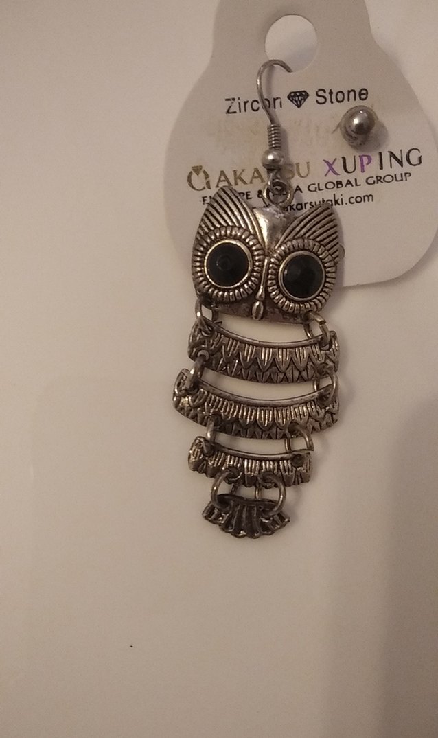 Bohem Gri Uzun siyah Boncuklu Baykuş Küpe ve top küpe - Görsel 4