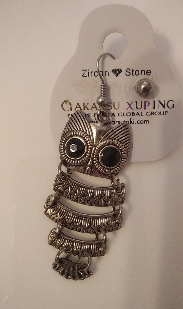 Bohem Gri Uzun siyah Boncuklu Baykuş Küpe ve top küpe - Görsel 3