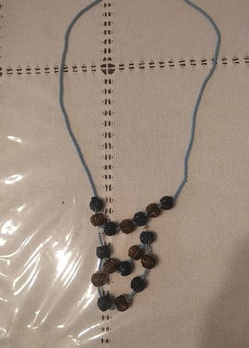 el yapımı Uzun sarı mavi Renkli Boncuklu Bohem Kadın Kolye - Görsel 2