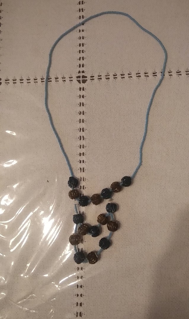 el yapımı Uzun sarı mavi Renkli Boncuklu Bohem Kadın Kolye - Görsel 2