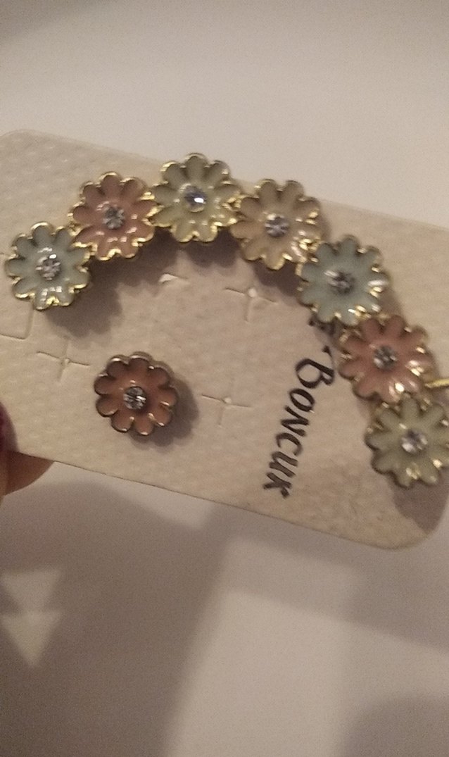 Çiçek Desenli Mini Boncuk Küpe Seti - Görsel 5