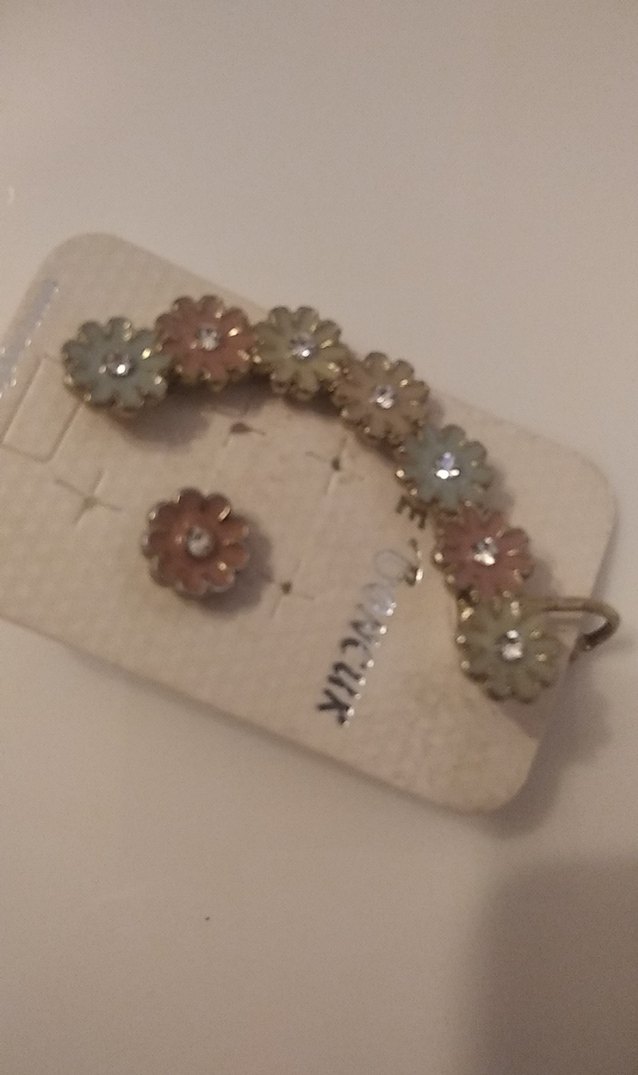 Çiçek Desenli Mini Boncuk Küpe Seti - Görsel 2