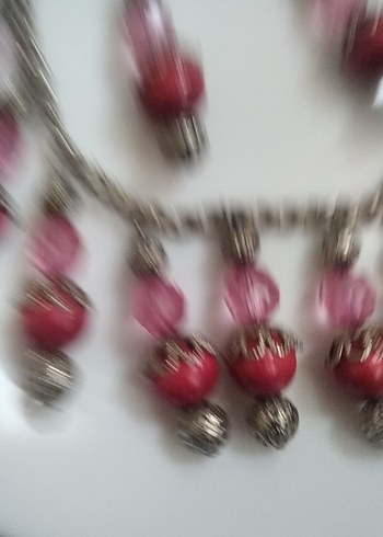 Renkli Boncuklu Uzun Bohem Kolye ve Küpe Seti - Görsel 4