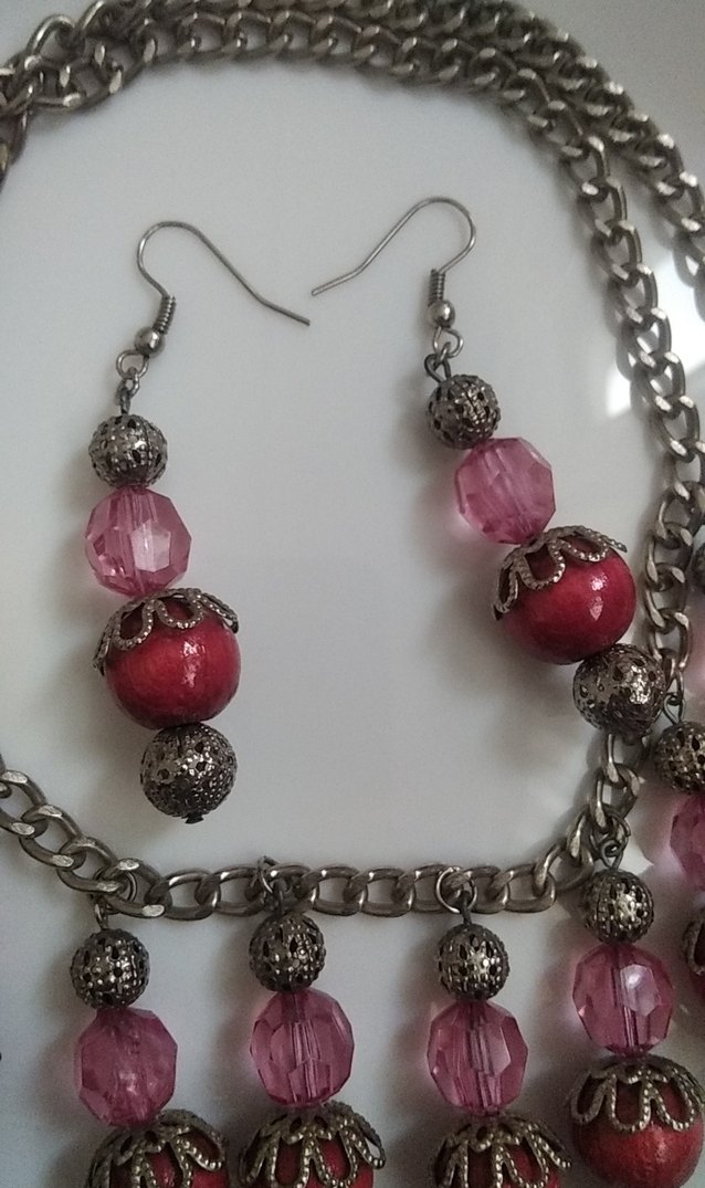 Renkli Boncuklu Uzun Bohem Kolye ve Küpe Seti - Görsel 3