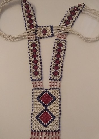 Uzun Çok Renkli el yapımı Boncuk İşlemeli Kadın Kolye - Görsel 2