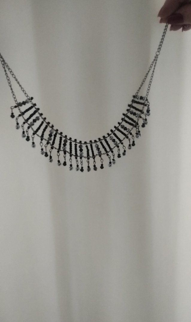 Siyah Uzun Boncuklu Gotik Kolye - Görsel 5