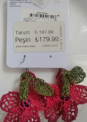 El yapımı Dantel Çiçek Desenli Pembe Otantik Küpe - Görsel 4