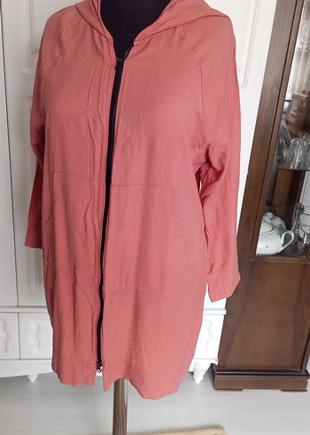 Pembe  Keten bayan kapşonlu - Görsel 2