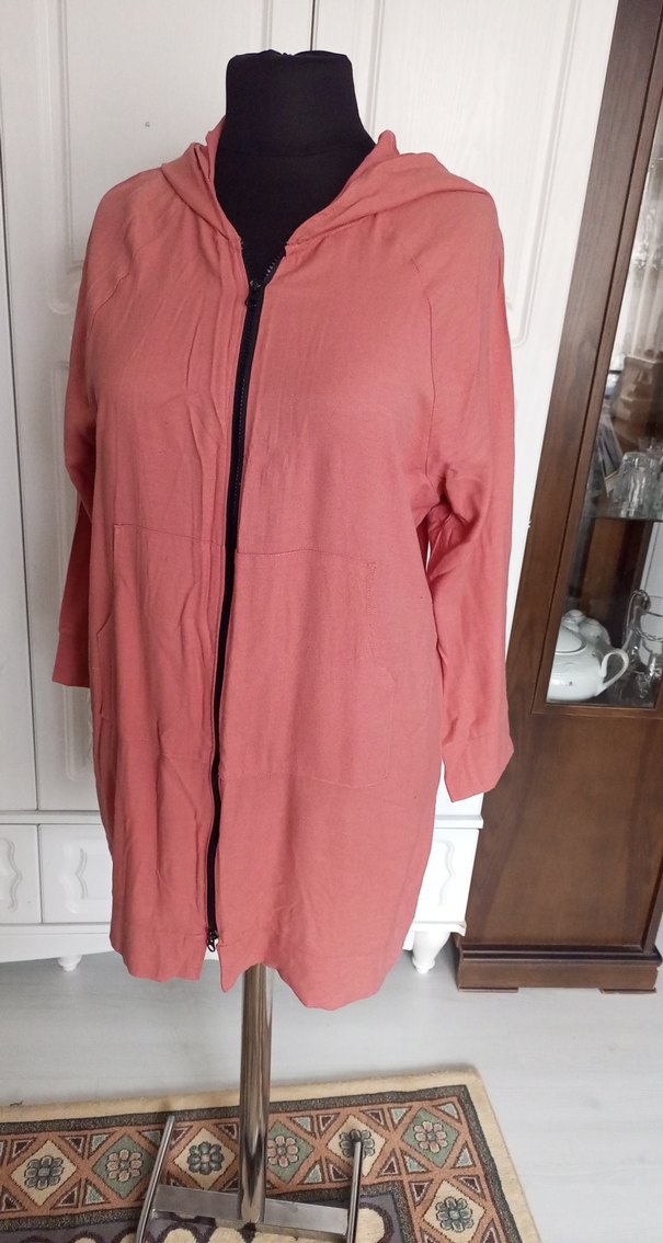 Pembe  Keten bayan kapşonlu - Görsel 2