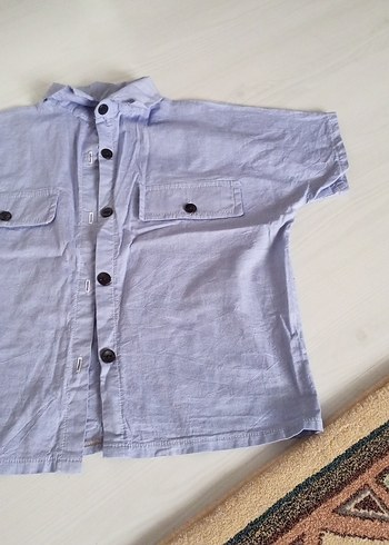 Mavi Düğmeli kız çocuk Gömlek - Görsel 2