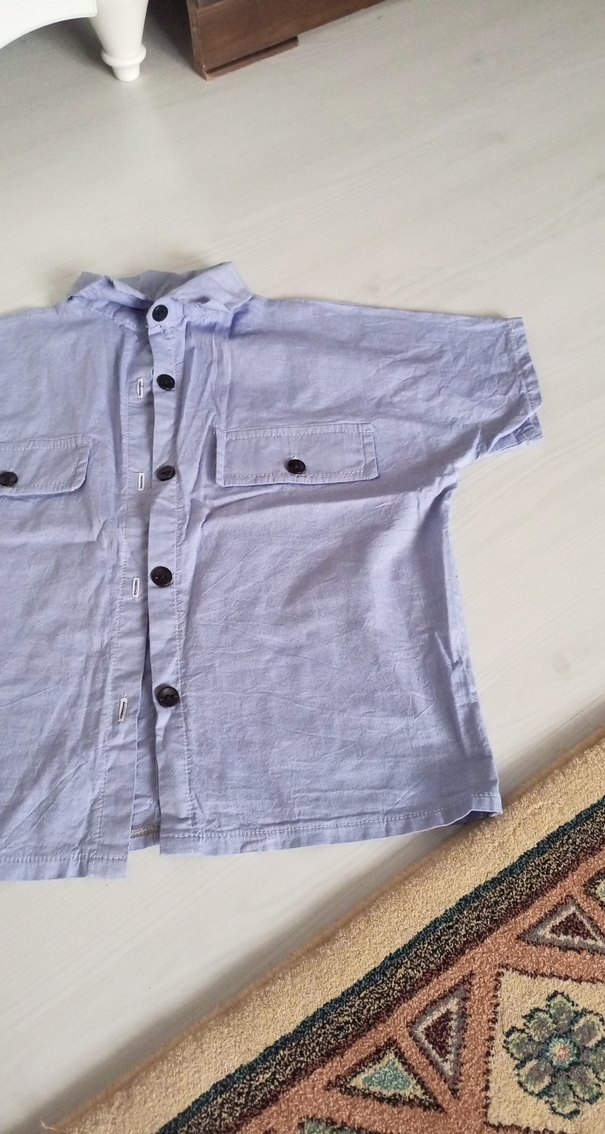 Mavi Düğmeli kız çocuk Gömlek - Görsel 2