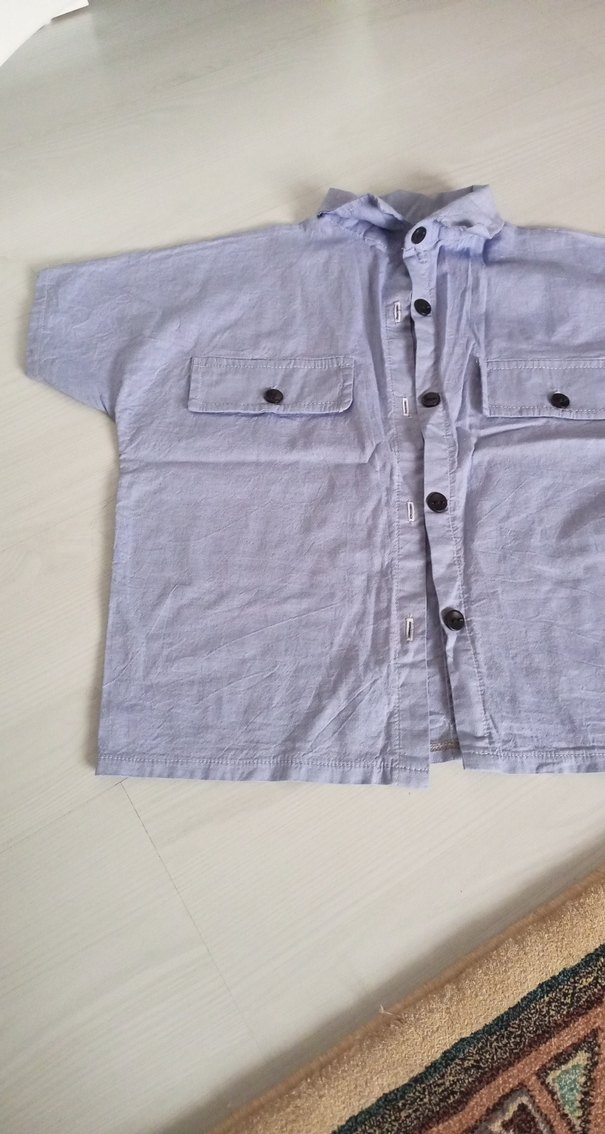 Mavi Düğmeli kız çocuk Gömlek - Görsel 3