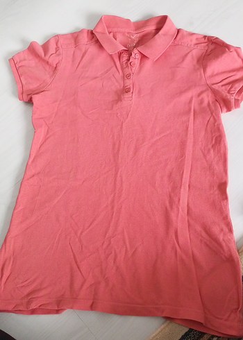 Düğmeli Pembe kız Polo Tişört - Görsel 2