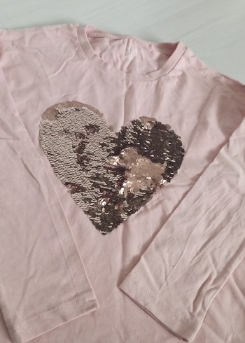 Pembe Pul Detaylı Uzun Kollu Kız Tişörtü - Görsel 3