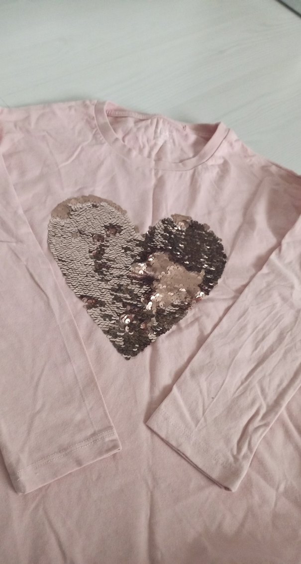 Pembe Pul Detaylı Uzun Kollu Kız Tişörtü - Görsel 3