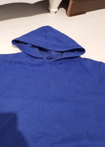 Mavi Kapüşonlu erkek Sweatshirt - Görsel 2