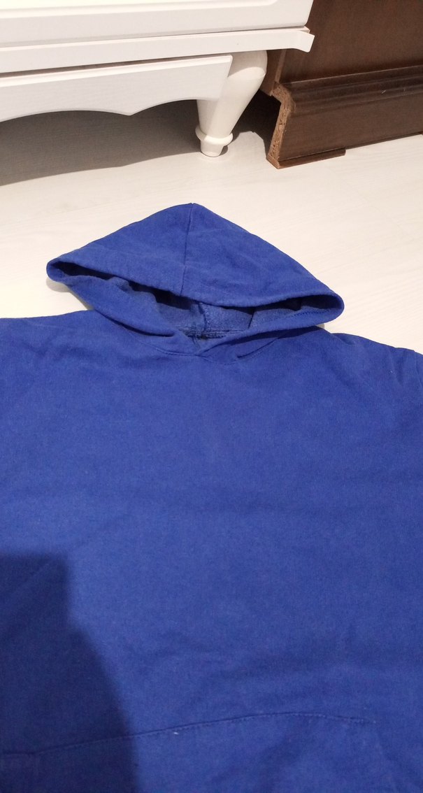 Mavi Kapüşonlu erkek Sweatshirt - Görsel 2