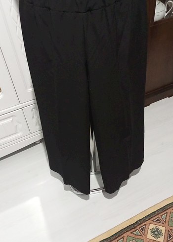 siyah bol paça kadın pantolon - Görsel 3
