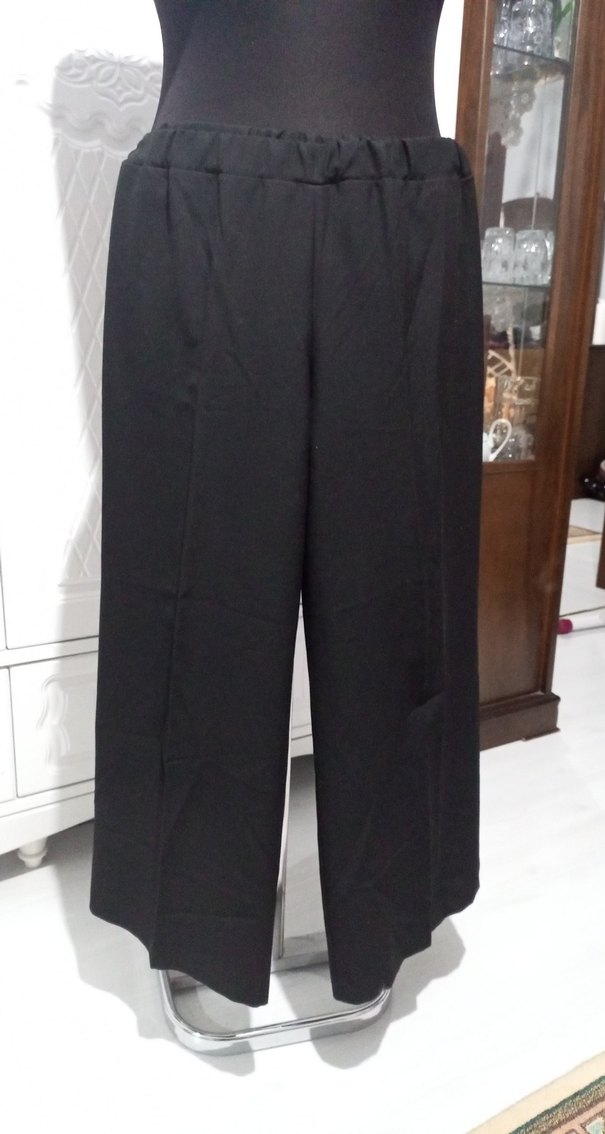 siyah bol paça kadın pantolon - Görsel 2