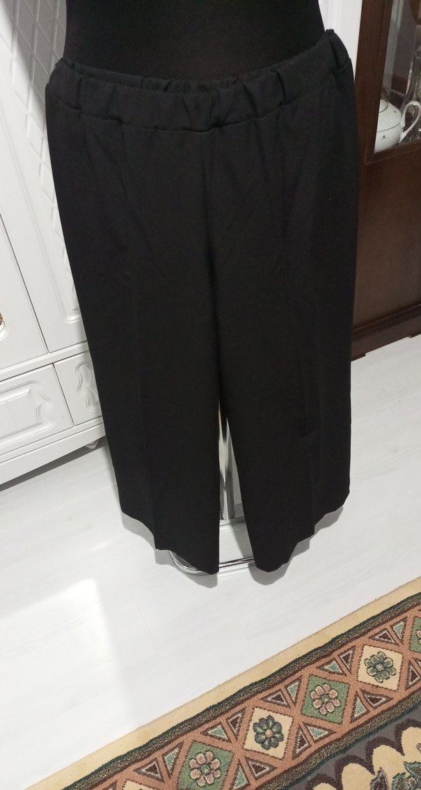 siyah bol paça kadın pantolon - Görsel 3