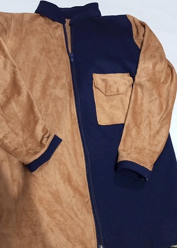 Kahverengi Lacivert Süet kız çocuk Ceketi - Görsel 2