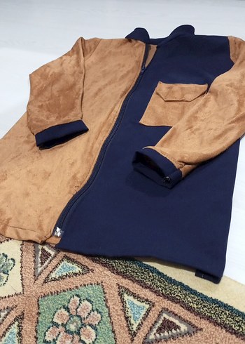 Kahverengi Lacivert Süet kız çocuk Ceketi - Görsel 4