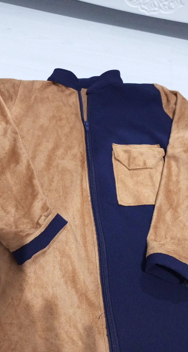 Kahverengi Lacivert Süet kız çocuk Ceketi - Görsel 3