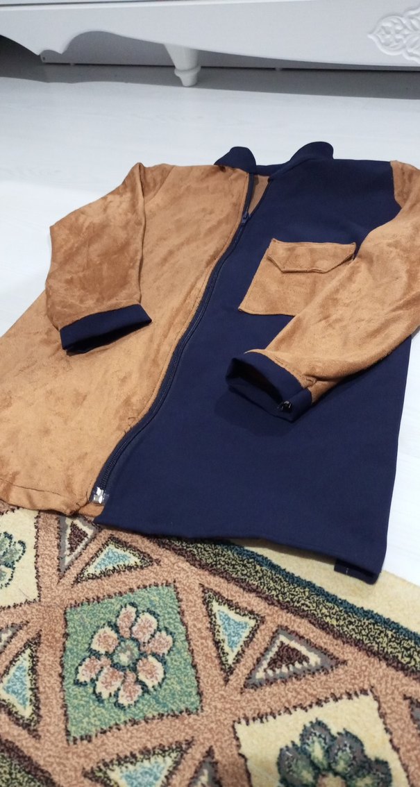 Kahverengi Lacivert Süet kız çocuk Ceketi - Görsel 4