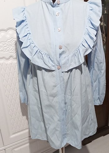 açık Mavi , Fırfırlı, Uzun Kollu kadın gömlek - Görsel 2