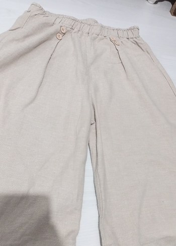 Bej Keten  kız çocuk takım - Görsel 4