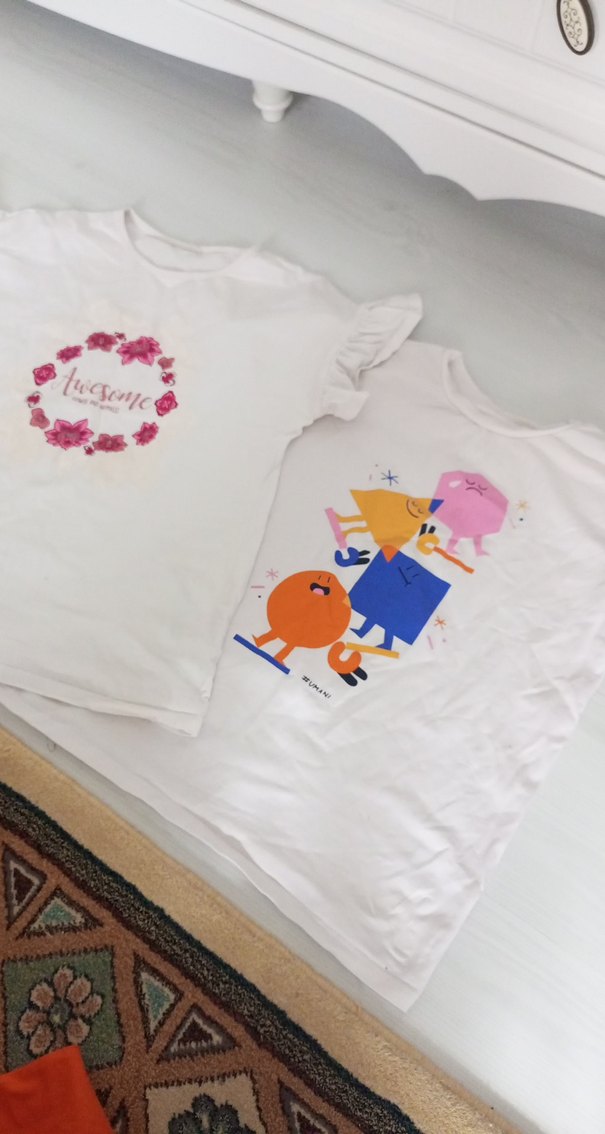 Kız Çocuk Renkli Baskılı Kısa Kollu Tişörtler - Görsel 5