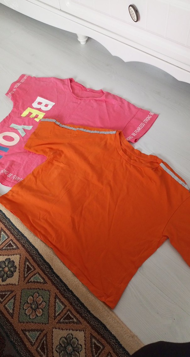 Kız Çocuk Renkli Baskılı Kısa Kollu Tişörtler - Görsel 2