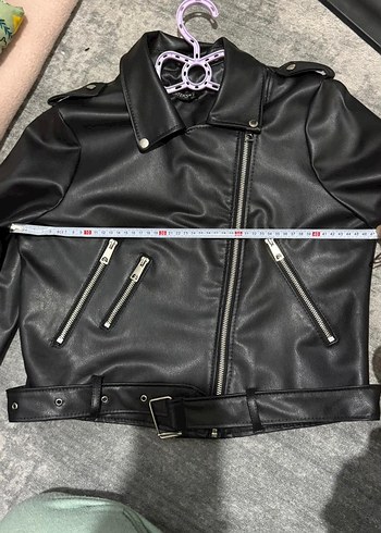 Siyah Deri Biker Ceket - Görsel 3