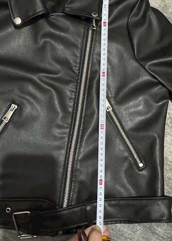 Siyah Deri Biker Ceket - Görsel 5